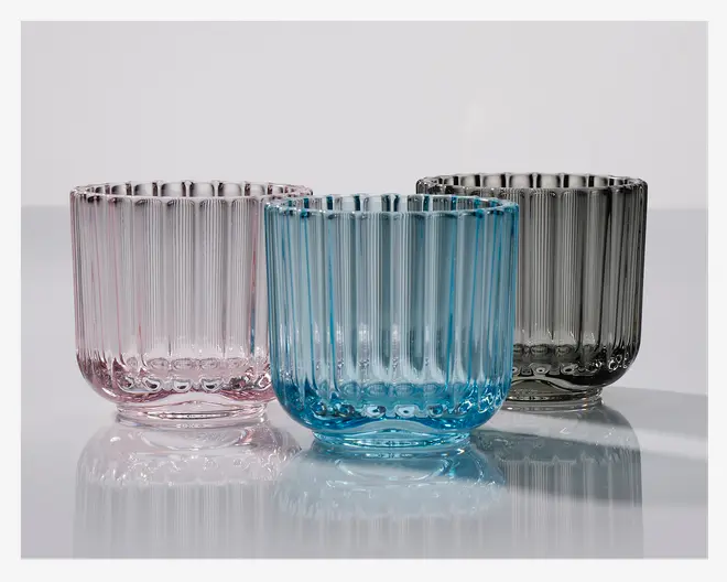 Lyngby fyrfadsstage glas lyseblå H.6,5 cm 