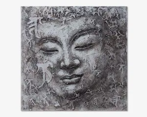 Maleri buddha grå 80x80 cm 