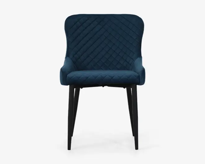 Spisebordsstol i blå velour