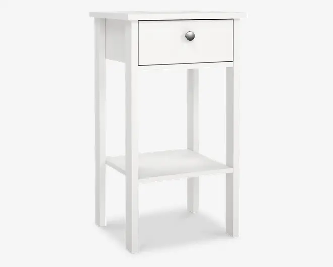 Sengebord Madrid hvid med 1 skuffe