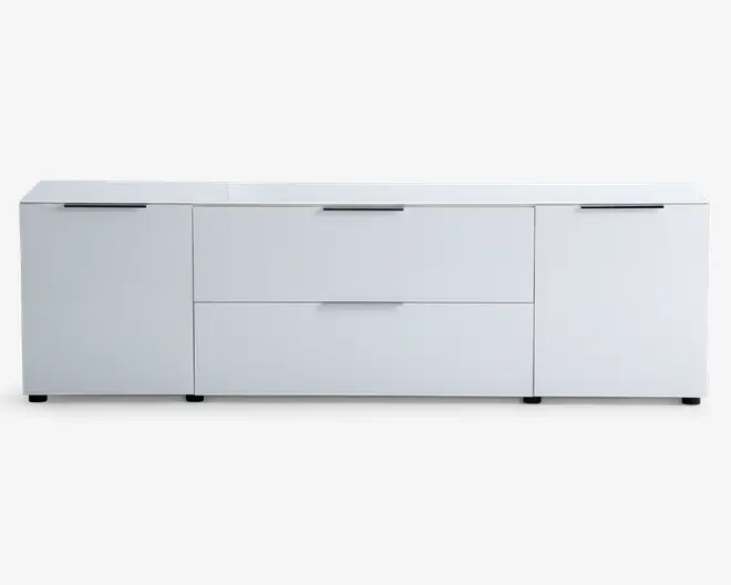 Tv-bord hvid glas/hvid kunstfiner