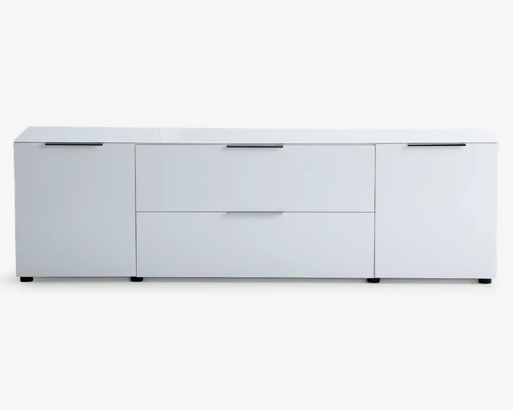 Tv-bord hvid glas/hvid kunstfiner