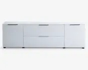 Tv-bord hvid glas/hvid kunstfiner