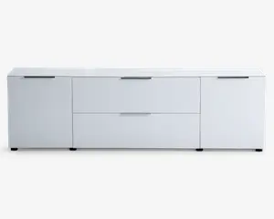 Tv-bord hvid glas/hvid kunstfiner