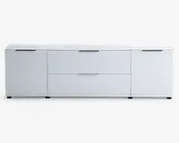 Tv-bord hvid glas/hvid kunstfiner