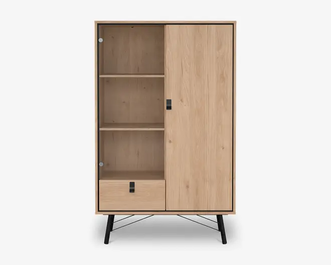 Vitrine Ry B. 102 cm eg/sort