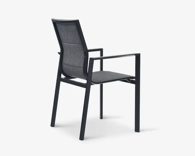 Havestol i grå textiline/antracit stel