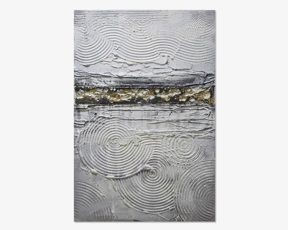 Maleri abstrakt hvid/guld 80x120 cm 