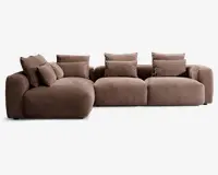 Sofa open end venstre brun stof