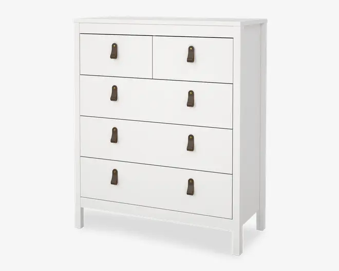 Kommode Madrid med 5 skuffer hvid
