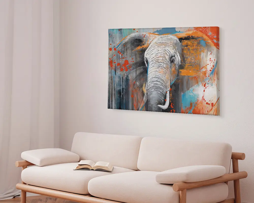 Billede Grunge elephant 80x120 cm 