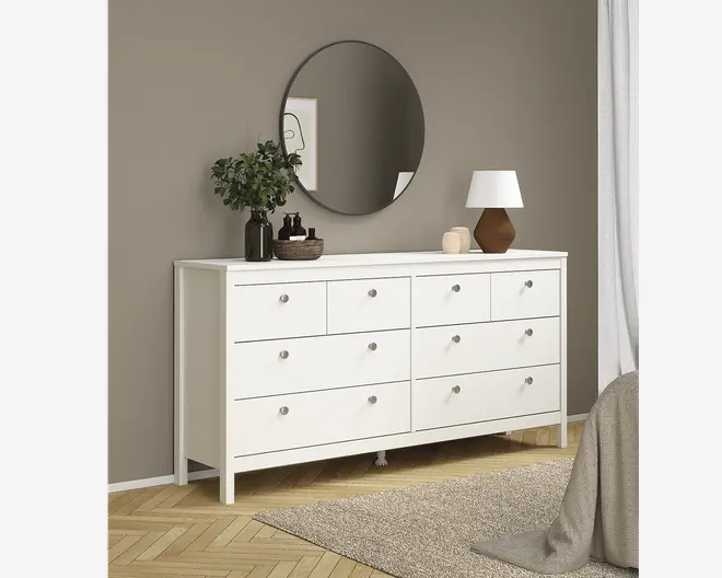 Kommode Madrid med 8 skuffer hvid
