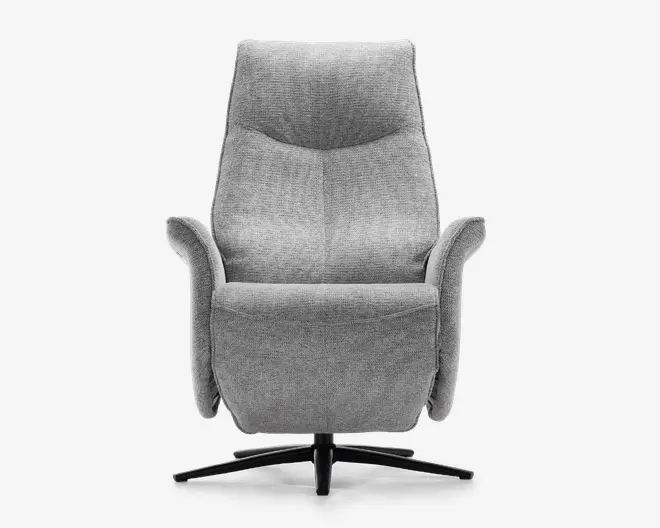 Drejestol m/indbygget fodskammel grå stof