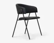 Spisebordsstol med armlæn i sort kunstlæder