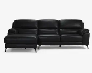 Sofa m/Chaiselong Sort Læder Venstre Violino