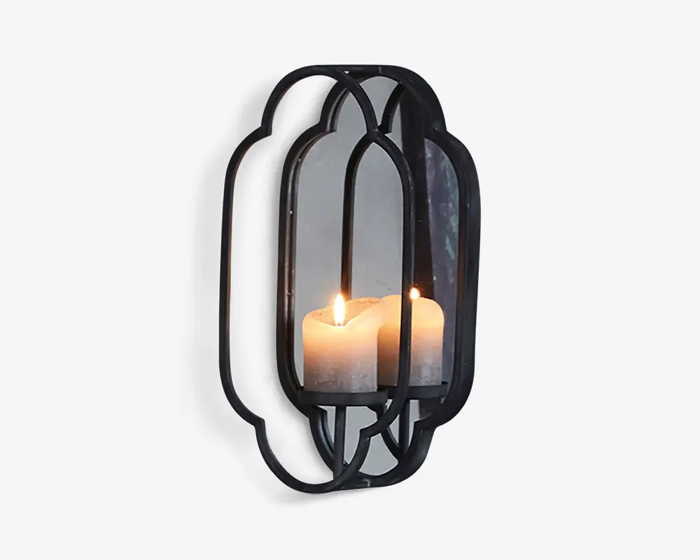 Spejl m/lysestage metal H.40 cm 