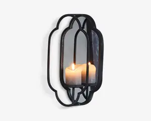 Spejl m/lysestage metal H.40 cm 