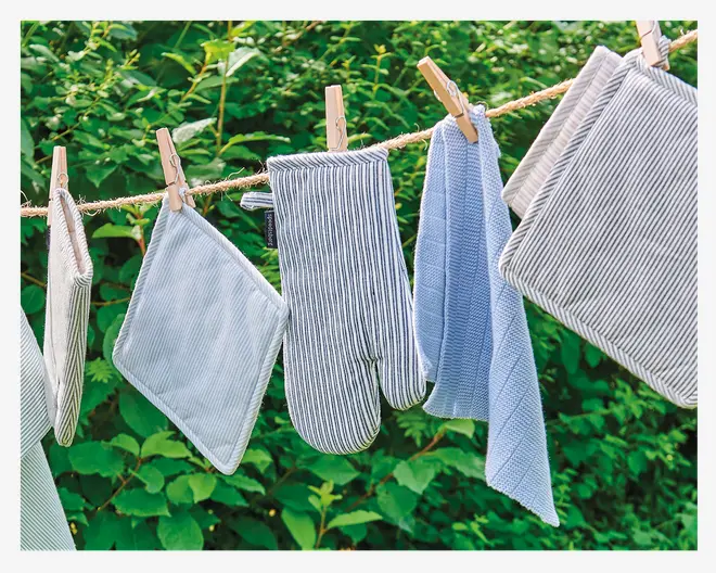 Grillhandske blå/hvid 19x31 cm 