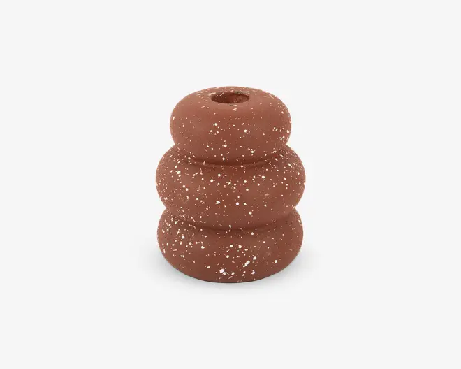 Lysestage ringe cement brun H.11 cm 