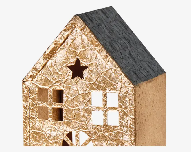 Hus t/fyrfadslys metal 7x5x12 cm