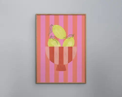 Bowl of lemons pink 30x40 cm