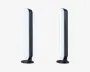 Et par slanke, lodrette LED-lysstænger med afrundede kanter, monteret på cirkulære sorte baser. Lysene har et moderne, minimalistisk design med en hvid oplyst front og en mat sort bagside. Velegnet til placering på skrivebord eller hylde og giver stemnings- eller accentbelysning.