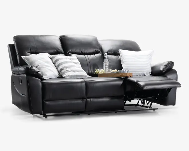 Sofa 3 pers med recliner sort