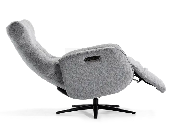 Drejestol m/indbygget fodskammel grå stof