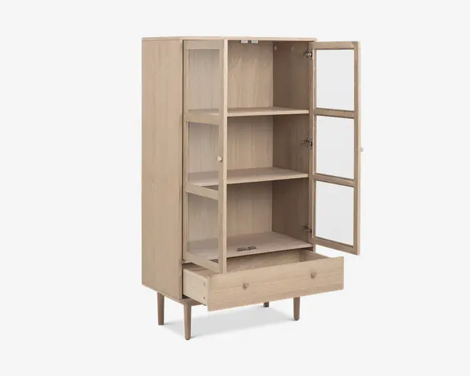 Vitrine Aston i hvidolieret fineret eg