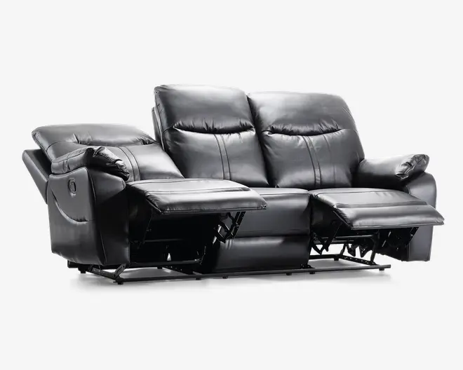 Sofa 3 pers med recliner sort