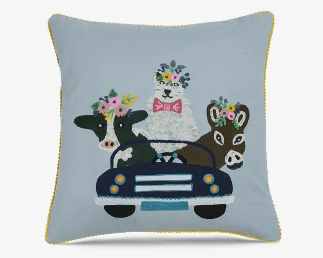 Pude broderi bomuld dyr 45x45 cm