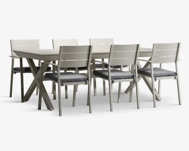 Havebord alu med udtræk Cremefarvet