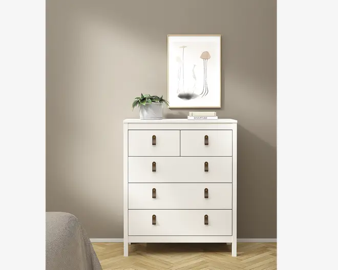 Kommode Madrid med 5 skuffer hvid