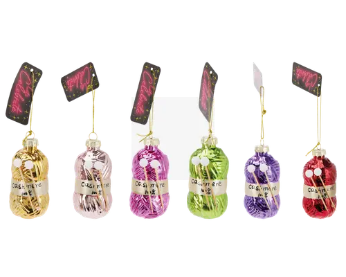 Sæt med seks små, cylindriske genstande indpakket i skinnende metallic folie i farverne guld, sølv, pink, grøn, lilla og rød. Hver er bundet med en guldsnor og har et sort mærke med teksten 'Celebrate' i pink. Etiket på hver genstand viser 'cashmere' og '10g,' hvilket angiver vægten. Indpakningen er festlig og dekorativ, velegnet som gave eller festtilbehør.