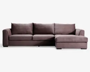 Sofa med chaiselong brun fløjl højre