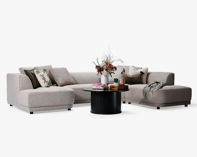Sofa U-shape Taupe højrevendt
