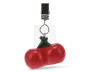 En dekorativ klemme med en realistisk, blank rød tomatcharm med grøn stilk. Tomaten er fyldig og let hjerteformet, fastgjort til en robust sølvfarvet metalklemme via en lille ring, velegnet til at sætte på tasker, tøj eller andre accessories.