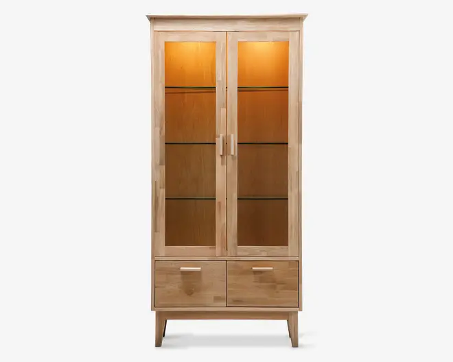 Vitrine i hvidolieret eg B. 94 cm
