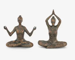 Figur yoga dame antique ass H.18 cm 