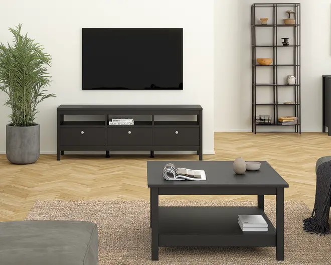 Tv-bord Madrid sort m/3 skuffer