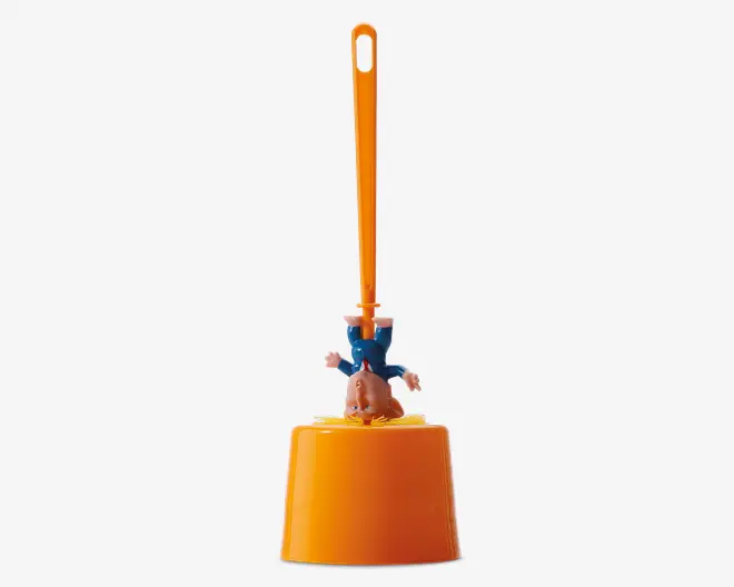 Toiletbørste orange mand plast H.37 cm