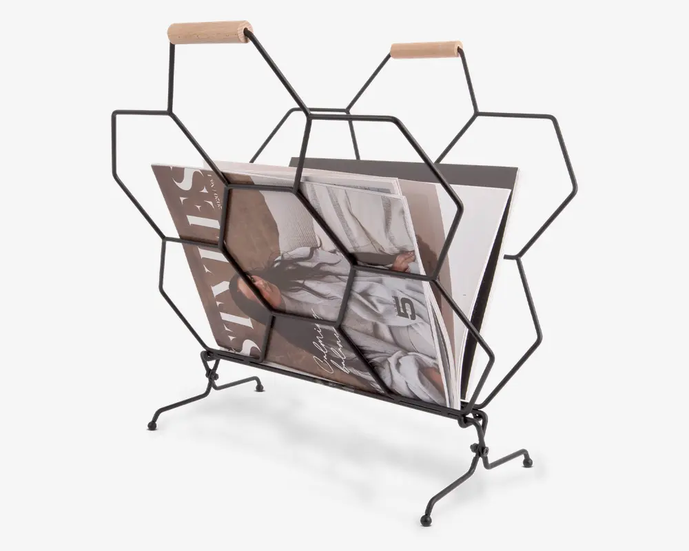Magasinholder Honeycomb sort H.45 cm 