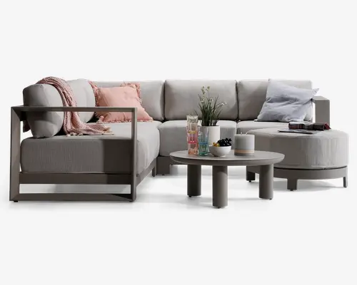 Hjørnesofa lounge lysgrå/sand