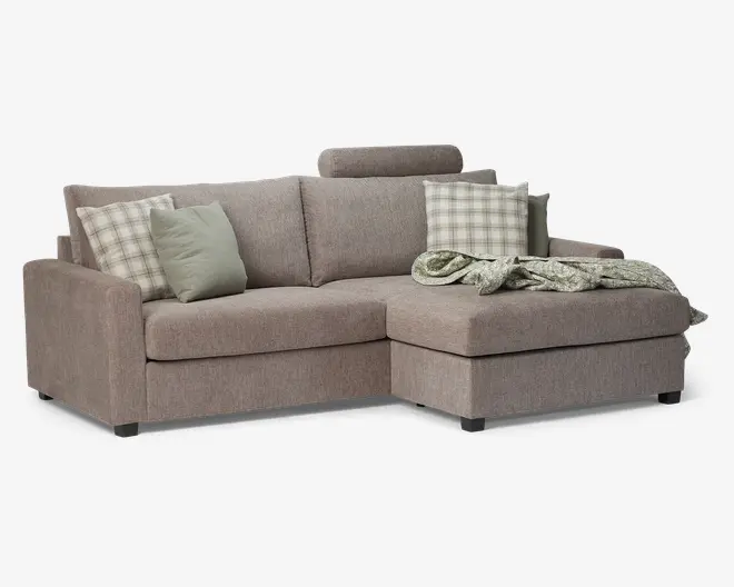 Sofa m/Chaiselong Grå/Beige Møbelstof