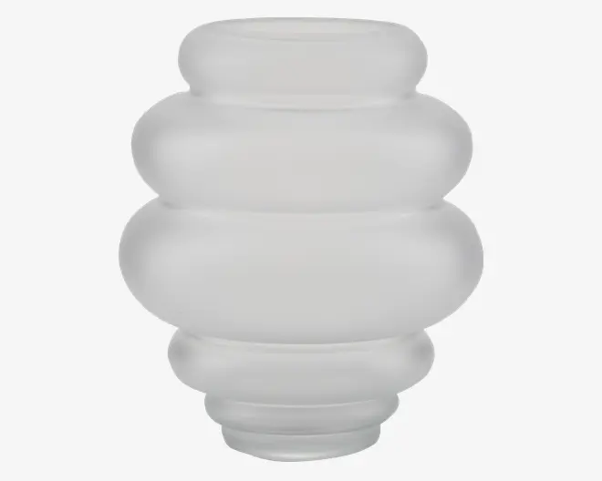 Vase M/Ringe Hvid H.25cm 