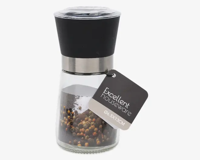 Peberkværn glas H.13 cm 