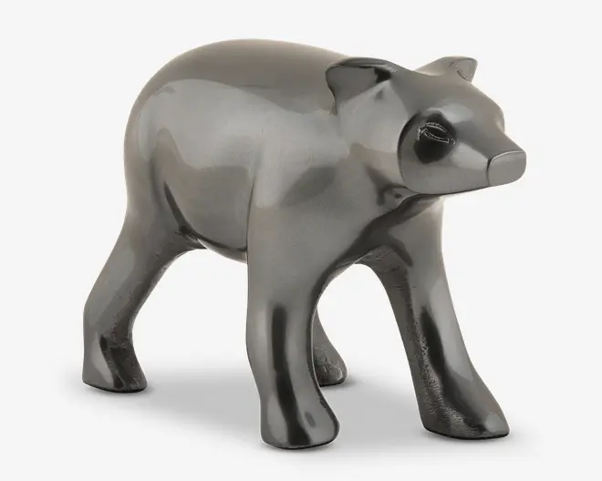Figur bjørn koksgrå metal H.10,5 cm 
