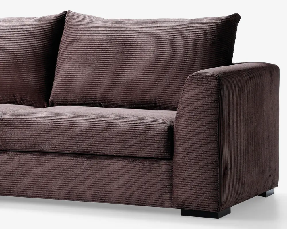 Sofa med chaiselong brun fløjl venstre