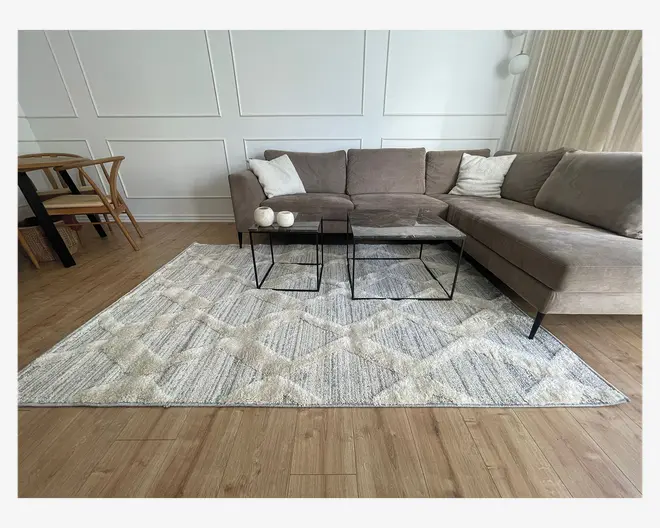 Tæppe Pisa lysgrå/hvid 160 x 230 cm