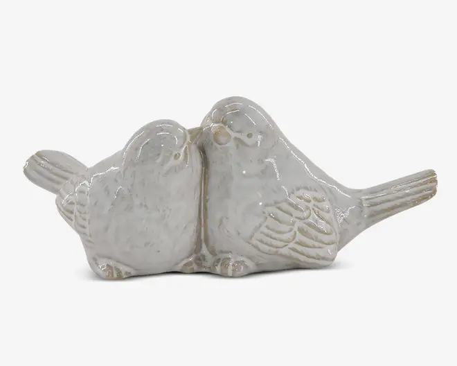 Keramik kærestefugle H.9 cm 